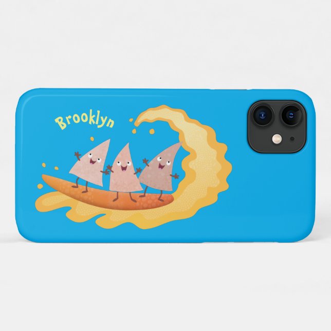 Cute nachos corn chips surfing cartoon Case-Mate iPhone case (Back (Horizontal))