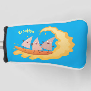 Cute nachos corn chips surfing cartoon golf head cover
