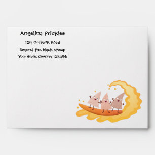 Cute nachos corn chips surfing envelope