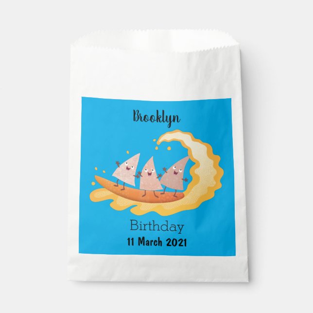 Cute nachos corn chips surfing  favour bags (Front)