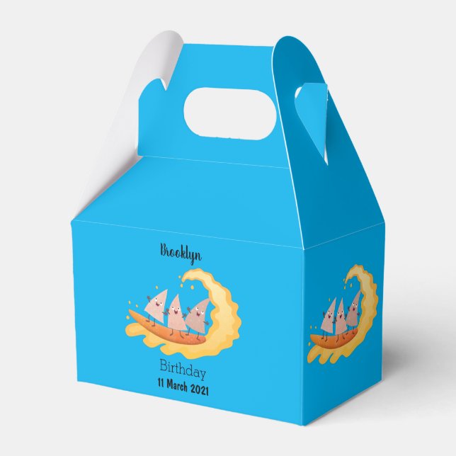 Cute nachos corn chips surfing favour box (Front Side)