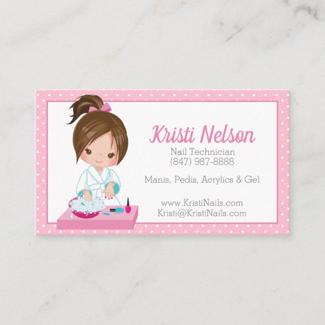Cute Nail Tech Business Card (Front)