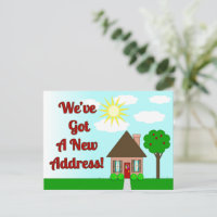 Cute Naive Art House Change of Address Postcard