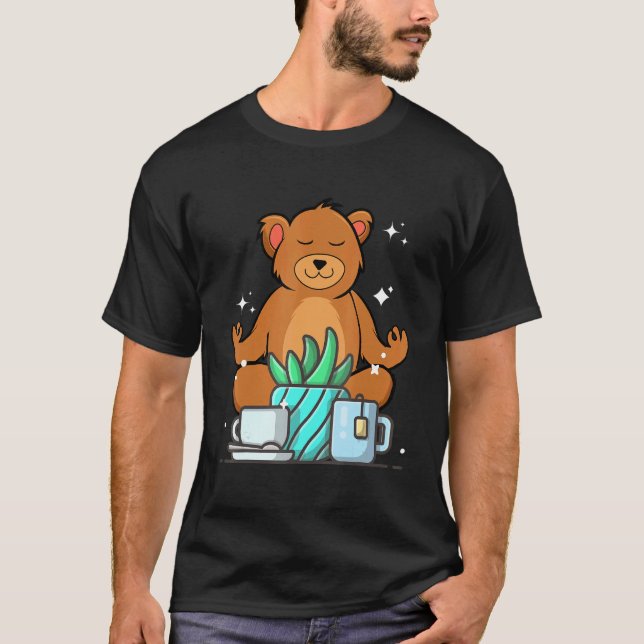 Cute Namaste Bear Do Yoga Gardening  Coffee Tea T-Shirt (Front)