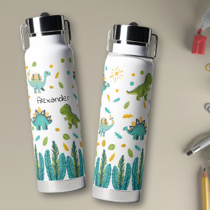 Cute Name Dinosaur T Rex Pattern  Water Bottle