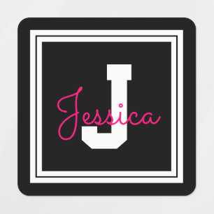 Cute Name & Monogram Black White & Pink Clothing