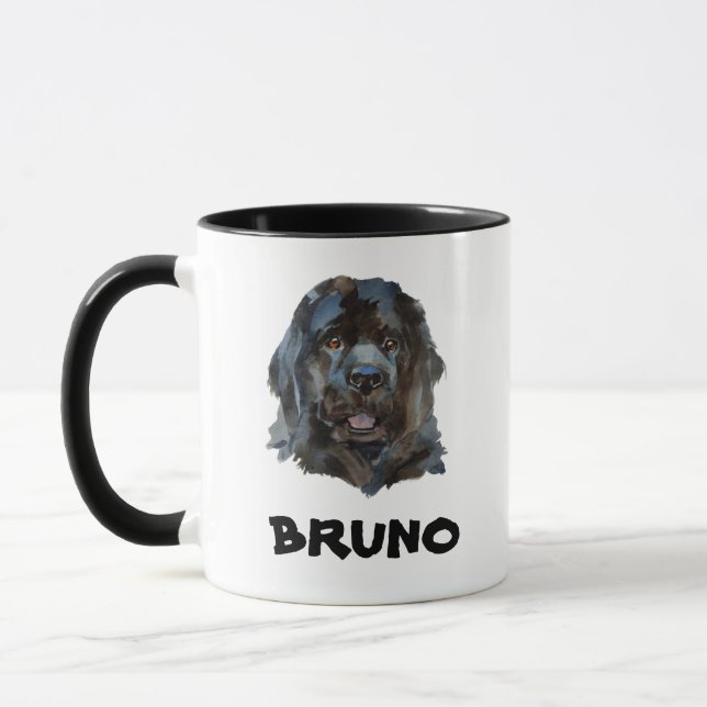 Cute Name Monogram Newfoundland Dog Mug (Left)
