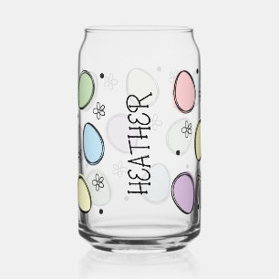 Cute Name Personalisation Easter Egg Pattern Can Glass