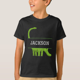 Cute Name Personalized Kids' Dinosaur Black T-Shirt