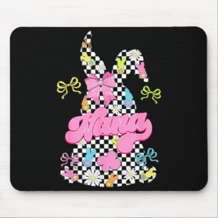 Cute nana chequered bunny coquette bow easter day mouse pad