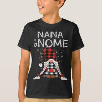 Cute nana Gnomes check red Plaid pattern Christmas