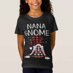 Cute nana Gnomes check red Plaid pattern Christmas T-Shirt