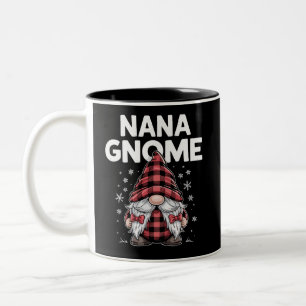 Cute nana Gnomes Red Plaid Christmas Gnome Two-Tone Coffee Mug