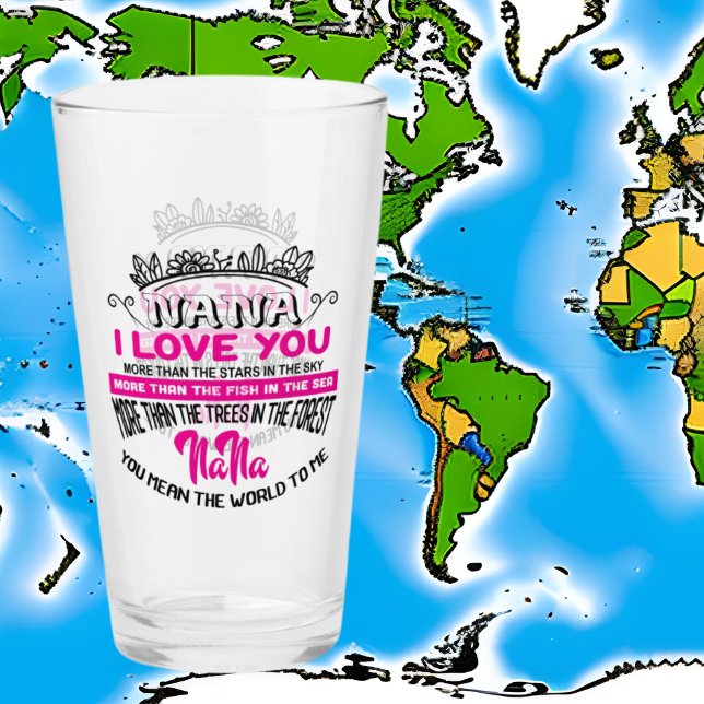 cute Nana love word art Glass (Creator Uploaded)