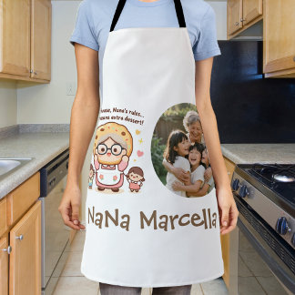 Cute Nana's House Nana's Rules Grandma Photo Apron