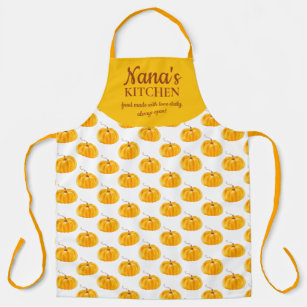 Cute nana's kitchen orange pumpkins watercolor apron