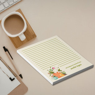Cute Napping Cat and Plants Lined Notepad