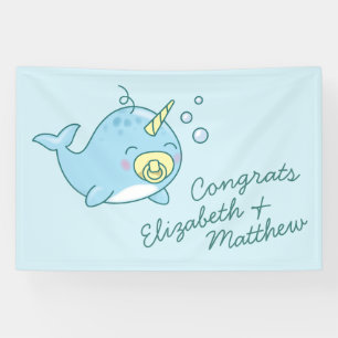 Cute Narwhal Baby Shower Kawaii Banner