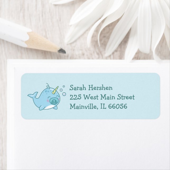 Cute Narwhal Baby Shower Kawaii Blue Boy (Insitu)