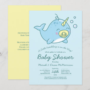 Cute Narwhal Baby Shower Kawaii Invitation