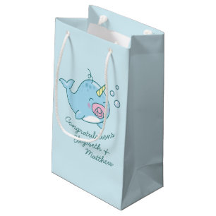Cute Narwhal Baby Shower Kawaii Pink Girl Small Gift Bag