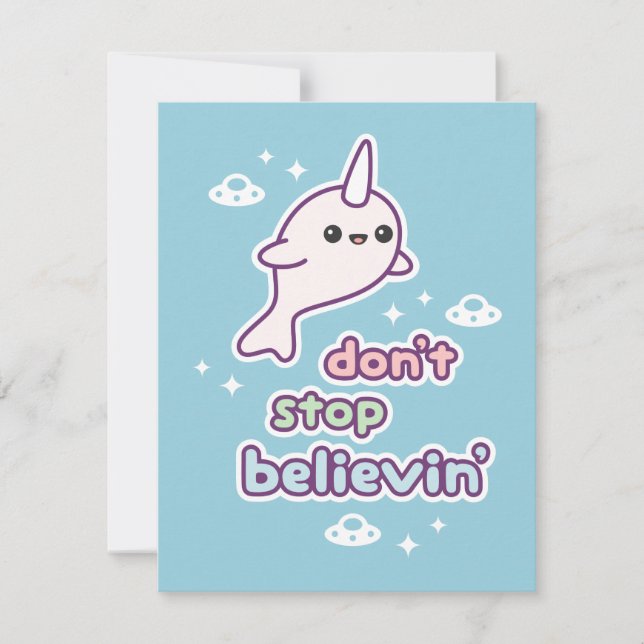Cute Narwhal Birthday Party Invitations (Front)