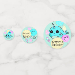 Cute Narwhal Birthday Party Personalised Confetti