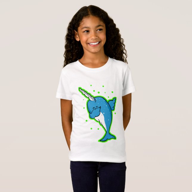Cute Narwhal Dabbing T-Shirt (Front Full)