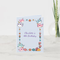 Cute Narwhal fish Pattern Watercolor Under the Sea