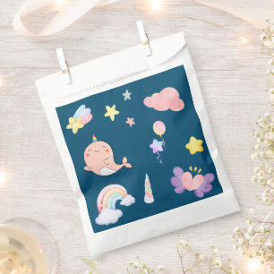 Cute Narwhal Fish Unicorn Rainbow sea Birthday Favour Bags