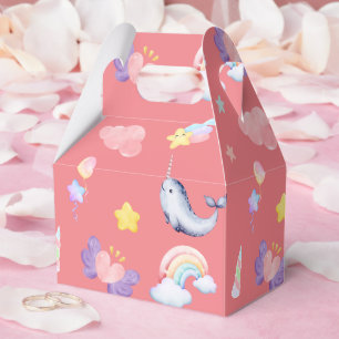 Cute Narwhal Fish Unicorn Rainbow sea Birthday Favour Box