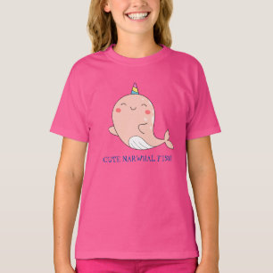 Cute Narwhal Fish Unicorn Rainbow sea Birthday  T-Shirt