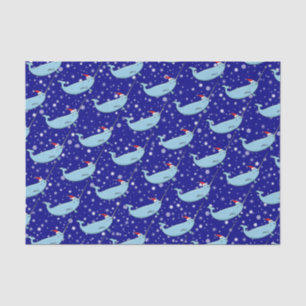 Cute Narwhal in Santa Hat Pattern Wrapping Paper