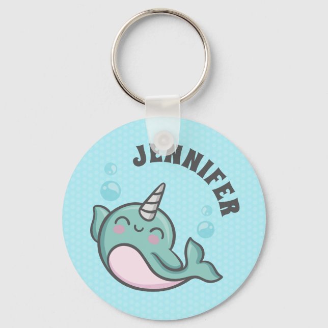Cute Narwhal Key Ring (Front)