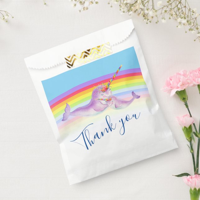 Cute narwhal mother baby blue rainbow baby shower  favour bags (Sealed)