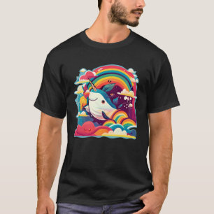 Cute Narwhal Sea Creature Rainbows Clouds And Narw T-Shirt