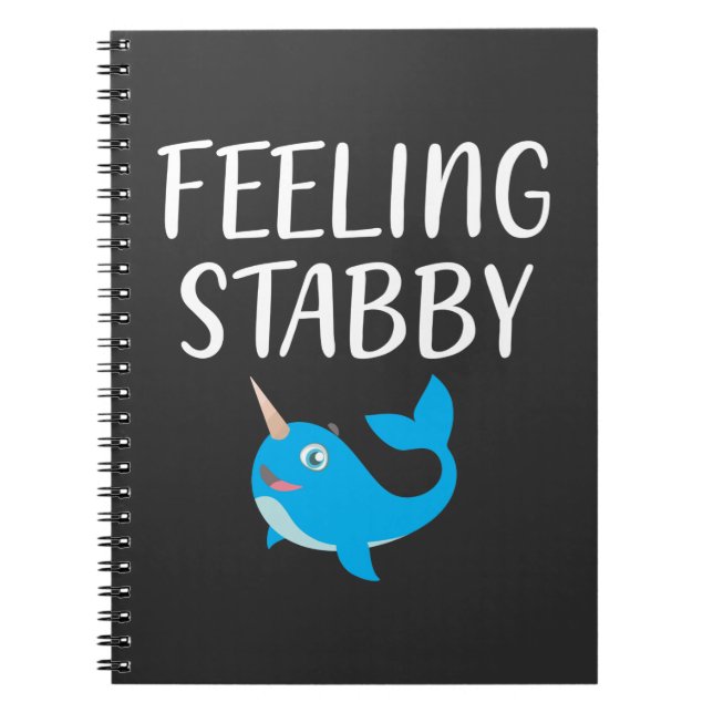 Cute Narwhal Unicorn Feeling Stabby Kawaii Notebook (Front)