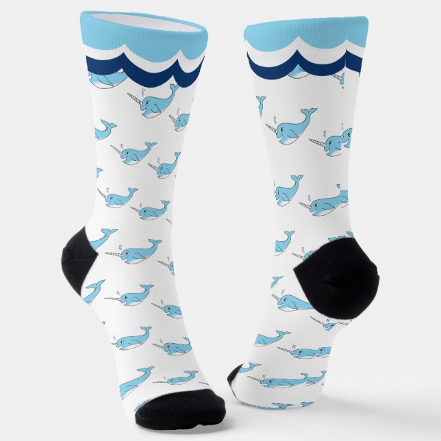 Cute Narwhal Whale Socks (Angled)