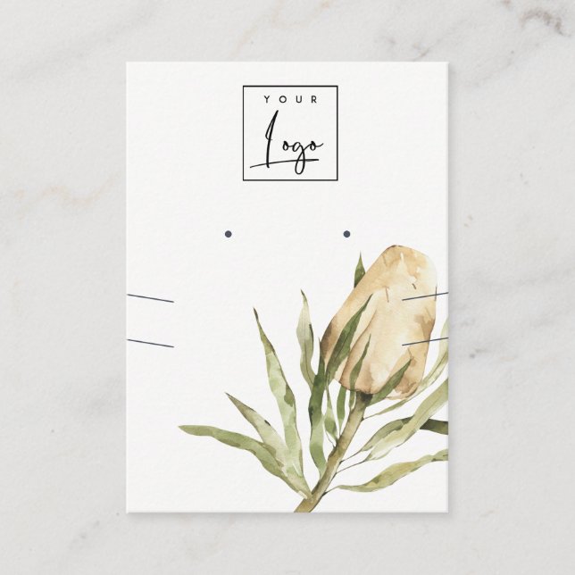 Cute Native Banksia Floral Earring Necklace Business Card (Front)