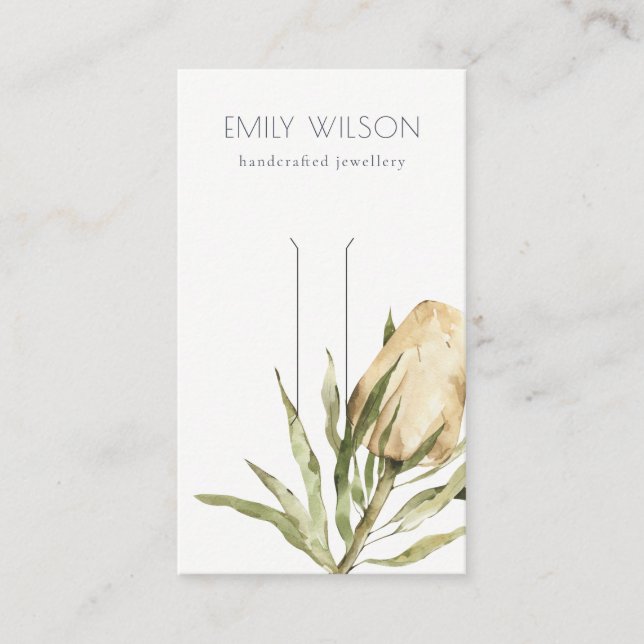 Cute Native Banksia Floral  Hair Clip Display Business Card (Front)