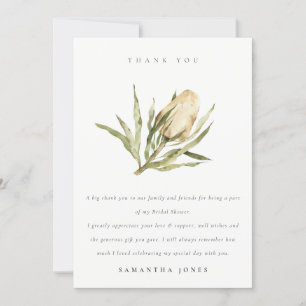 Cute Native Banksia Watercolor Flora Bridal Shower Thank You Card