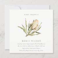 Cute Native Banksia Watercolor Floral Baby Shower
