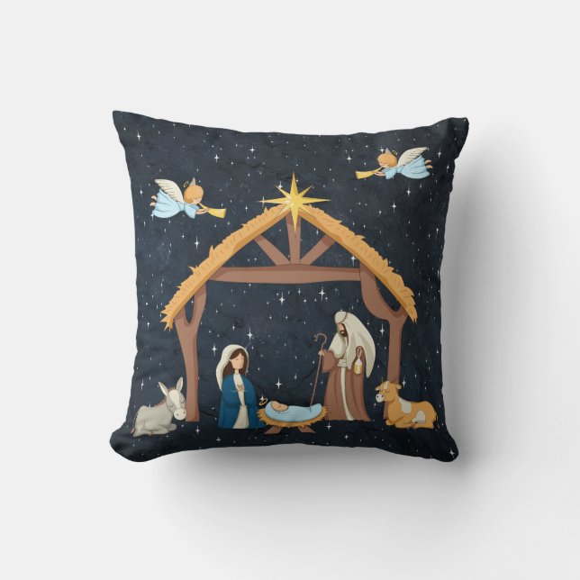 Cute Nativity Christmas Cushion (Front)