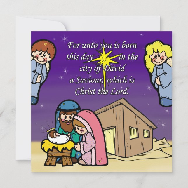 Cute Nativity Scene Invitation Card (Front)
