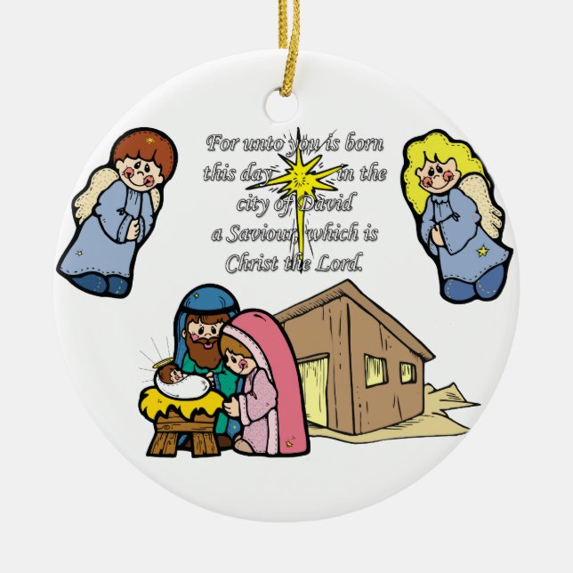 Cute Nativity Scene Ornament (Front)