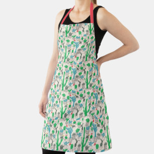 Cute Natural Floral Cacti Pattern Apron