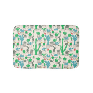 Cute Natural Floral Cacti Pattern Bath Mat