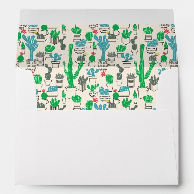 Cute Natural Floral Cacti Pattern Envelope (Back (Bottom))