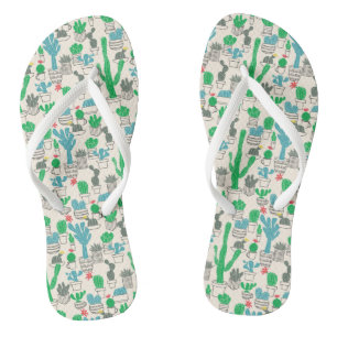 Cute Natural Floral Cacti Pattern Jandals