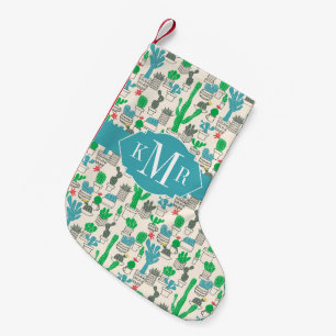 Cute Natural Floral Cacti Pattern Small Christmas Stocking